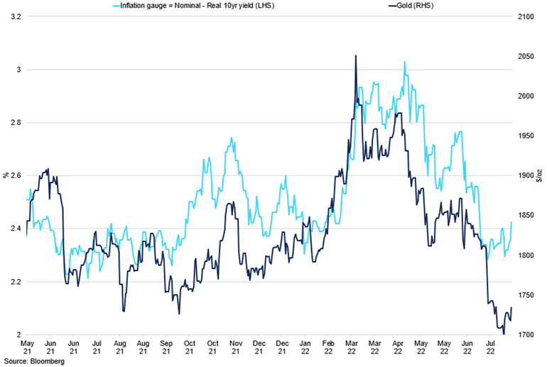 Us 10Yr Inflation Gauge Vs Gold Spot