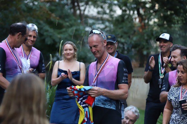 Big Al receiving his 'yellow jersey'