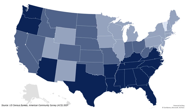 Primary Heating By State 2021 Natural Gas Electricity 2